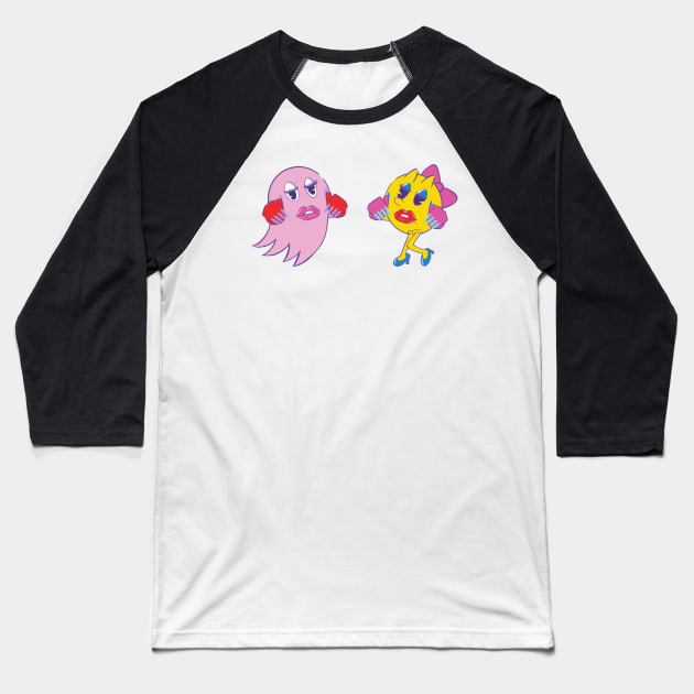 Gamer Girl vs Ghost (Pink) Baseball T-Shirt by Shining Glimmer